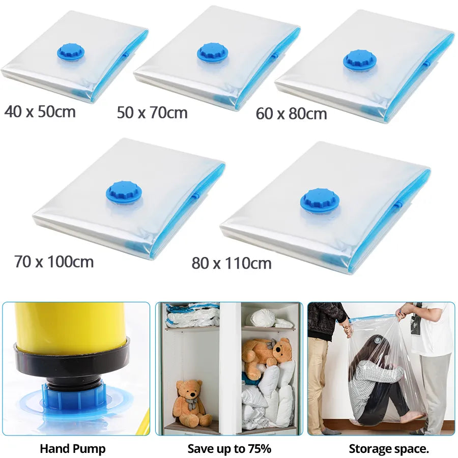 Bolsa de vacío, bolsa de almacenamiento, organizador para el hogar, borde transparente, organizador de ropa plegable, sello, bolsa de ahorro de viaje comprimida