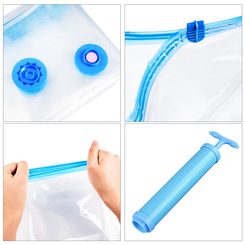 Bolsa de vacío, bolsa de almacenamiento, organizador para el hogar, borde transparente, organizador de ropa plegable, sello, bolsa de ahorro de viaje comprimida